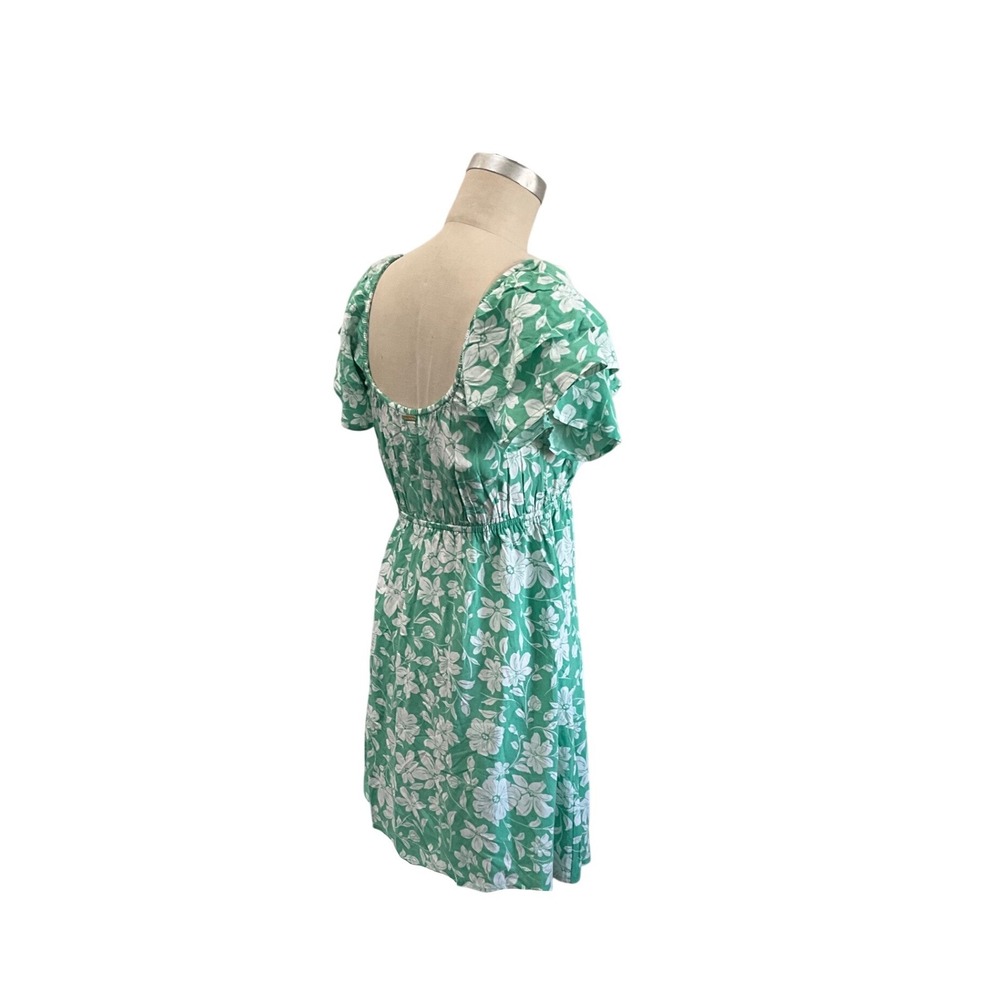 Billabong Enchant Me Floral Mini Dress Green Sweetheart Flutter Sleeve M NWT - Picture 10 of 14